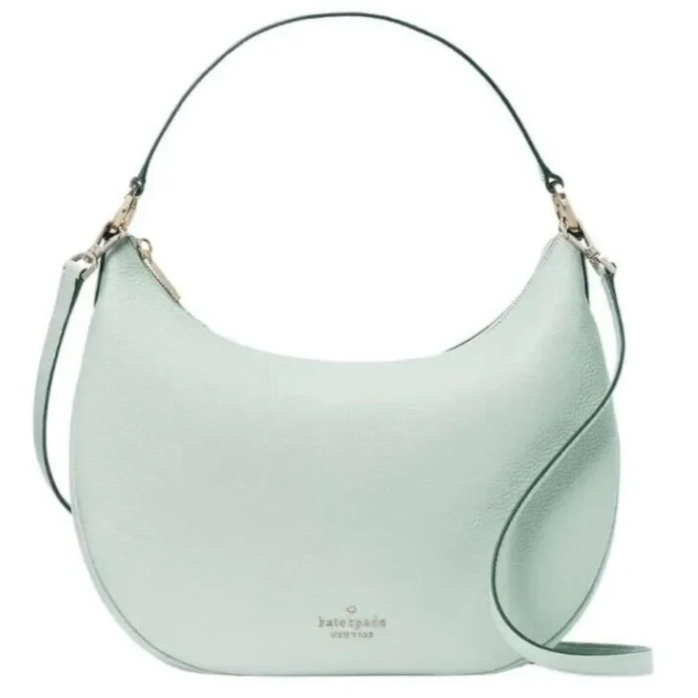 NWT Kate Spade Weston Frosty Sky Leather Large Shoulder Crossbody Bag K8453 $399 - Picture 1 of 8